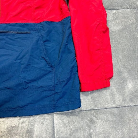 L.L. Bean Jacket Men's Sz M 1/2 Zip Windbreaker Hooded Anorak Red Blue - Picture 3 of 12